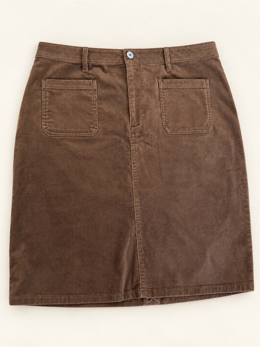 NWT J. Jill Brown Corduroy Patch Pocket Skirt Size 14 WSHDCHSTNT Chestnut Mini